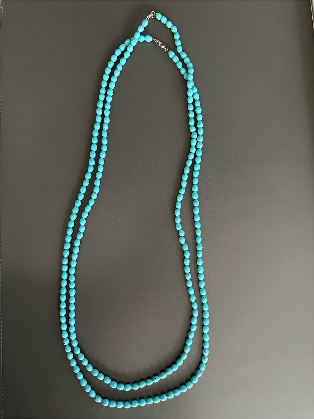 Double-Strand Vibrant Turquoise Bead Necklace - 17" long